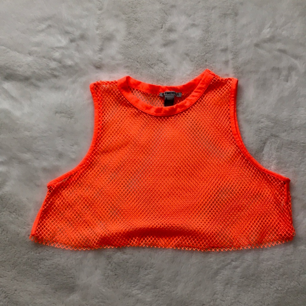 neon orange over shirt crop top